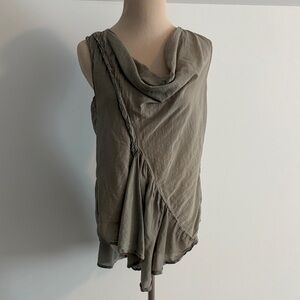 Chic Draped Women's Blouse - Olive